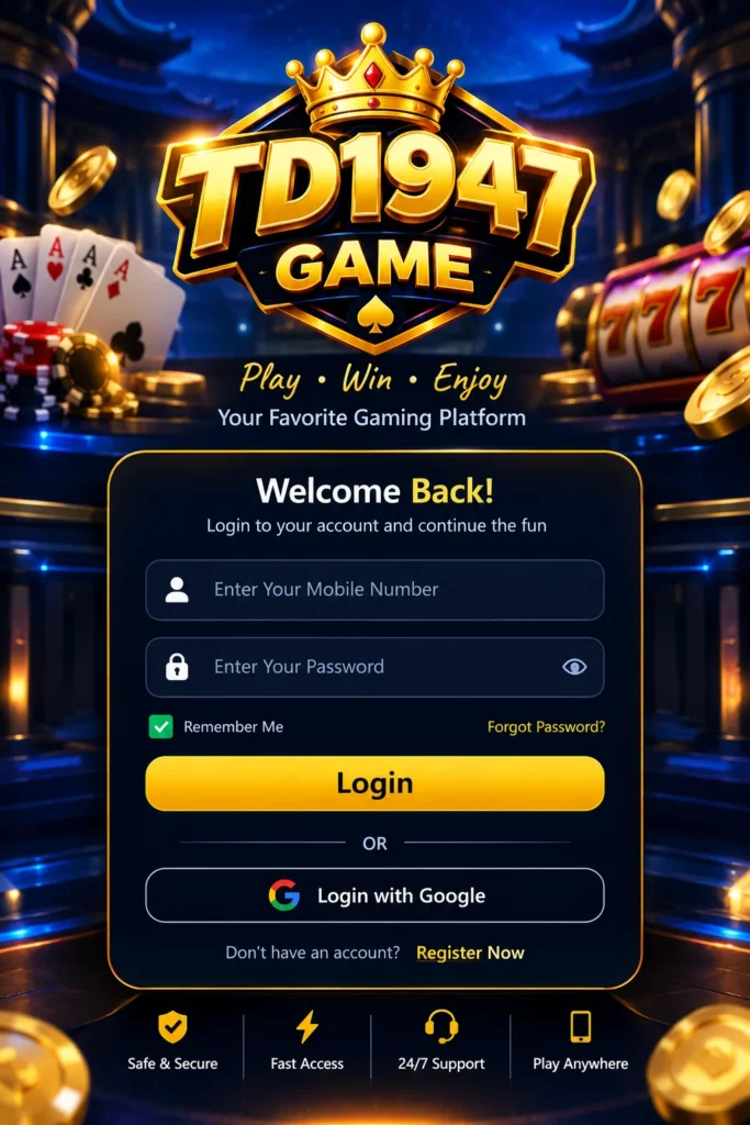 TD1947 Game login screen for Android users