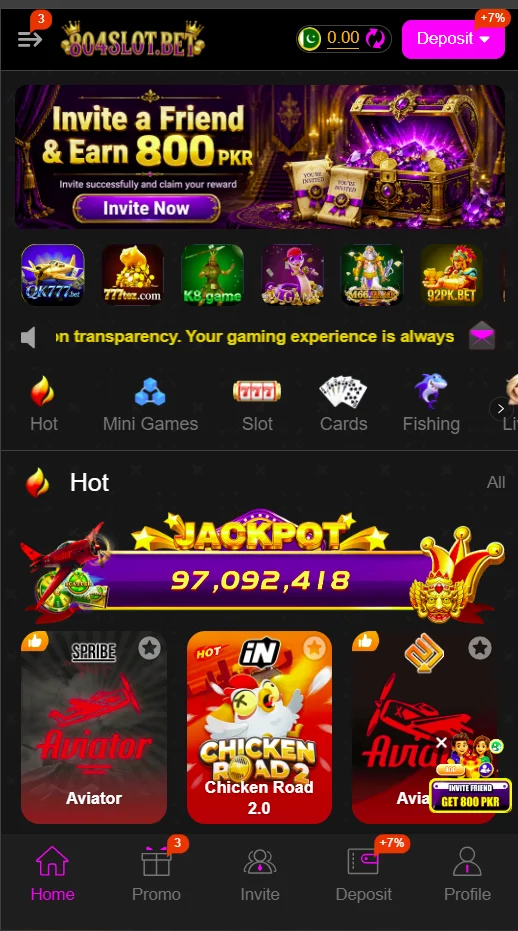 804SLOT Game Android homepage interface